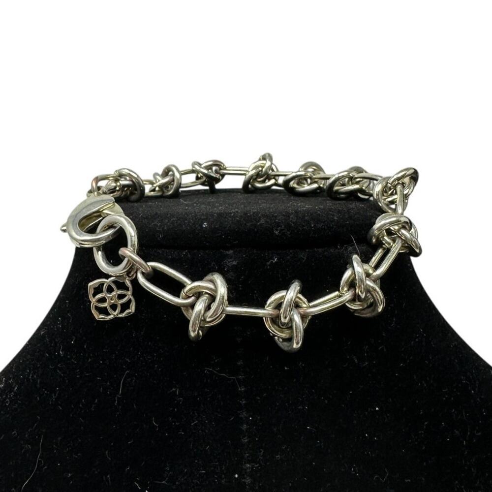 Kendra Scott Presleigh Love Knot Link Bracelet In Bright Silver Tone Metal